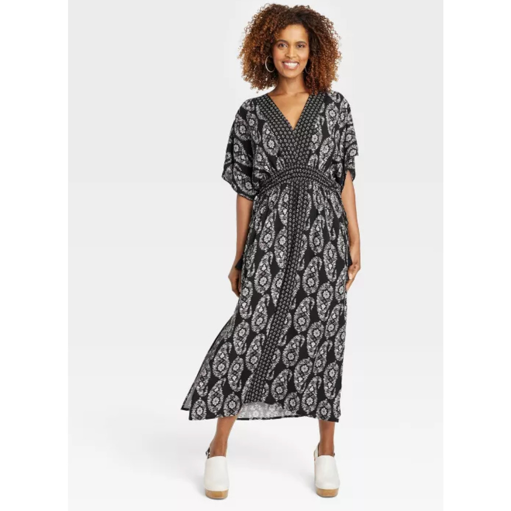 Knox Rose Dress Women Extra Large Flutter Short Sleeve Printed Kaftan A Line